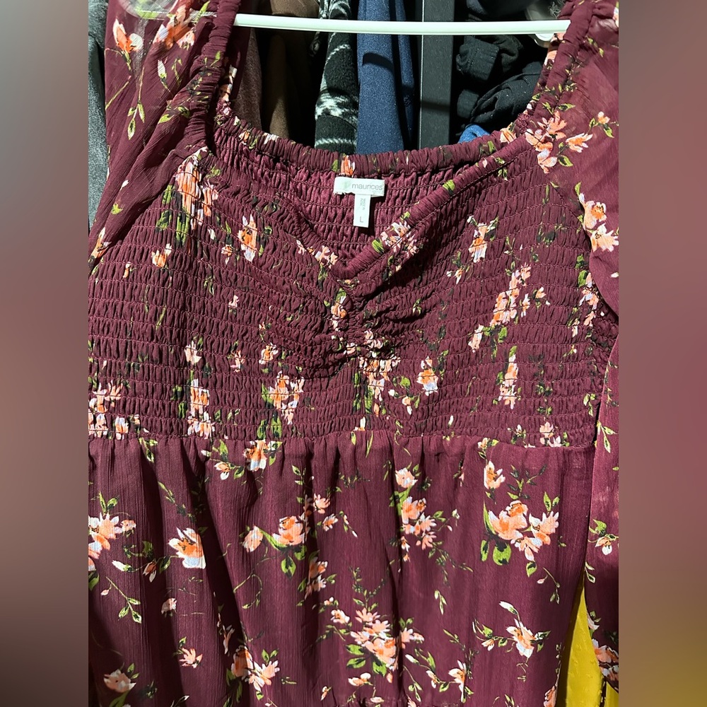 Burgundy floral dress